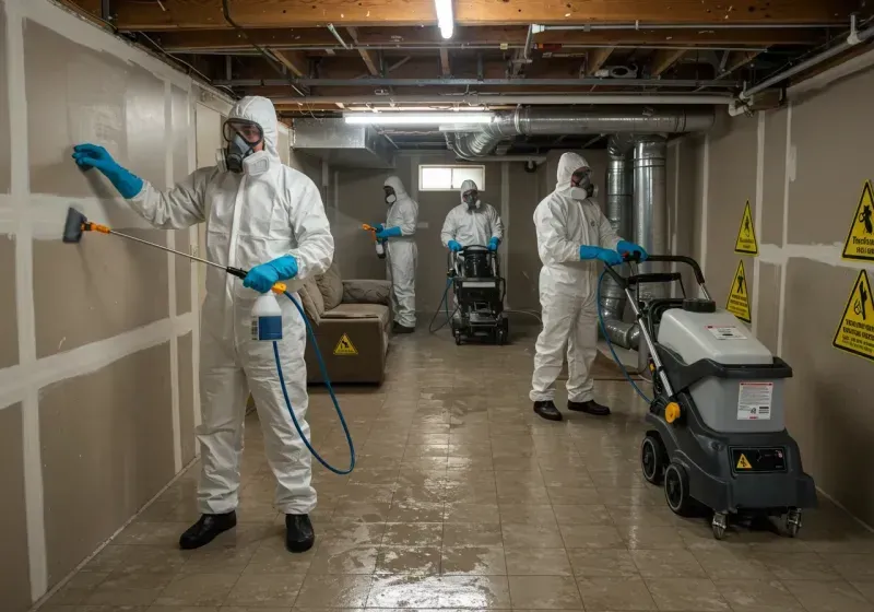 Basement Moisture Removal and Structural Drying process in Woodsfield, OH